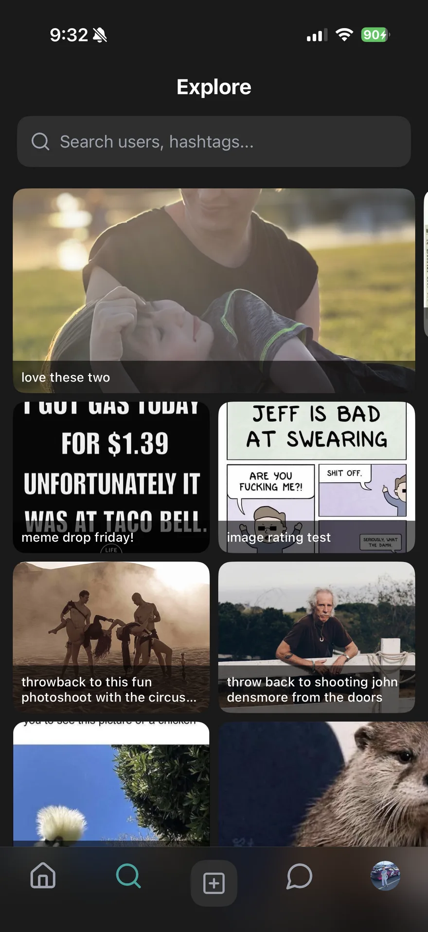 Explore content grid on CleoSocial